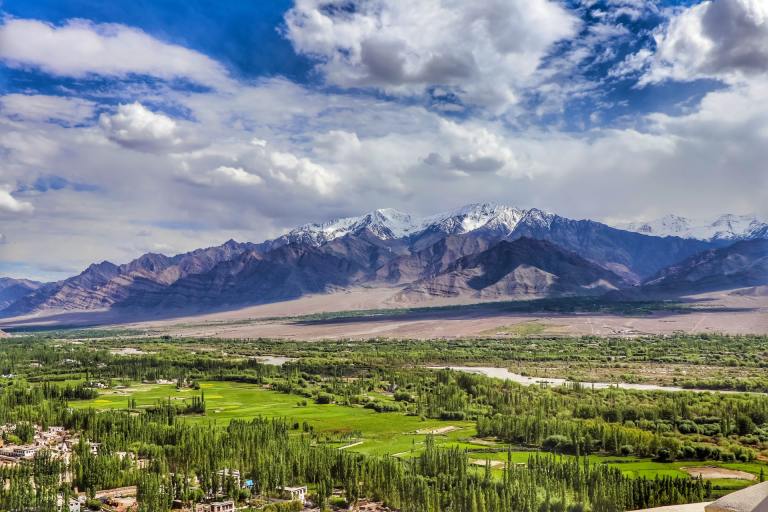 Green Landscape Thiksey Monastery Leh Ladakh Manali Highway