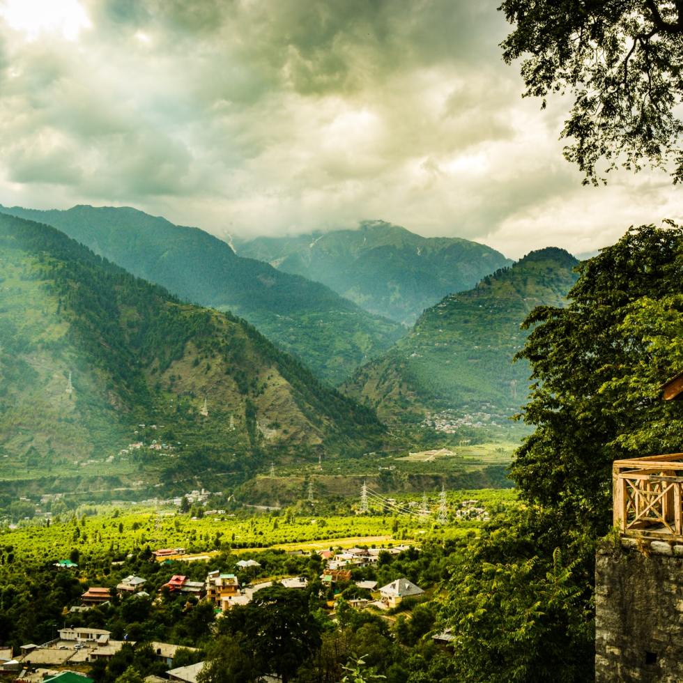 Golden Sunlight Is Falling On The Houses In A Village Manali